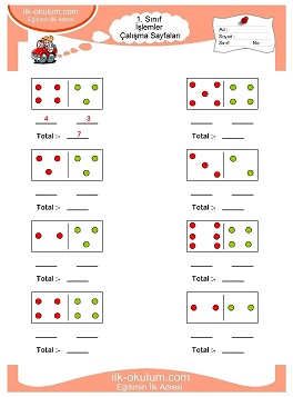 Çocuklar İçin toplam işlemi yaprak testleri 